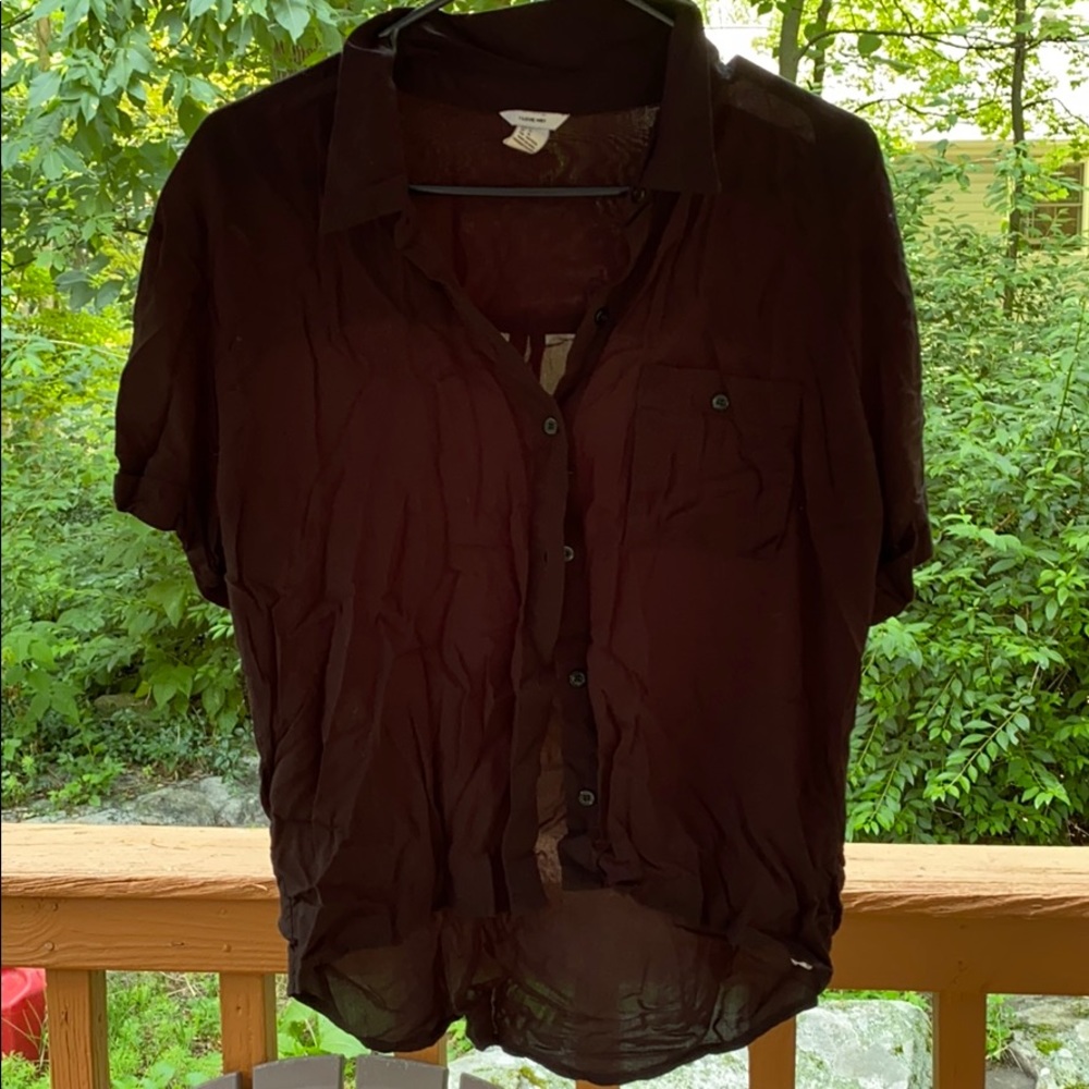 Black button down t-shirt